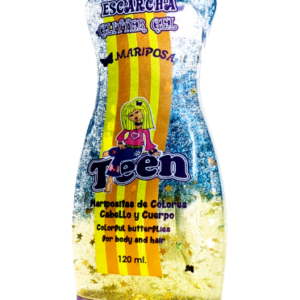Gel escarcha Cosmeticos Mariposa 120 mililitros da brillo, estrellas y mariposaitas a tu cabelllo y piel