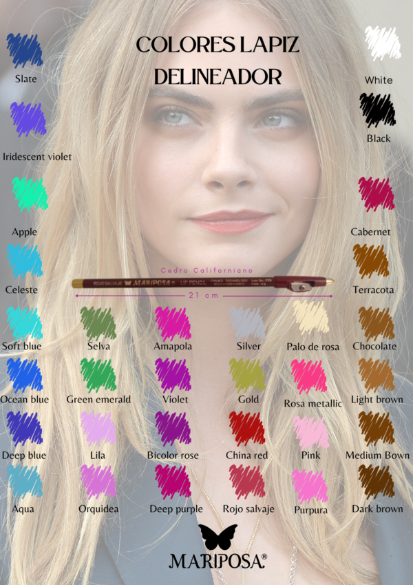 Colores disponibles Lapices delineadores de ojos Cosmeticos mariposa